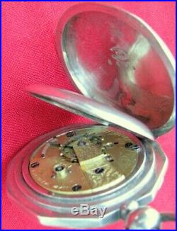Fine CIVIL War Period Rare 8 Sided Coin Silver Hunter Case Pocket Watch & Chain