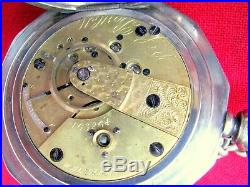 Fine CIVIL War Period Rare 8 Sided Coin Silver Hunter Case Pocket Watch & Chain
