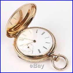 Fine Constantin Charpier Swiss Key Wind Pocket Watch Solid 14K Gold Hunter Case