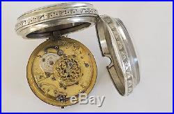Fine French Silver Case Half Quarter Repeater Verge Fusee Antique Pocket Watch
