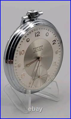 Finesse 15 Rubis Vintage Wind Pocket Watch Swiss Antimagnetic Rate Silver Plated