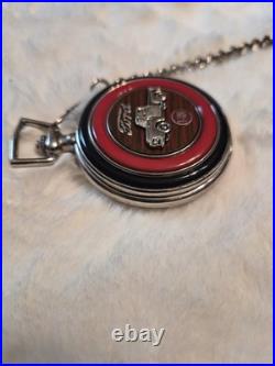 Franklin Mint 1956 Ford F-100 Pocket Watch with Chain & Leather Case Pouch