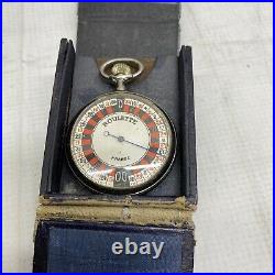 French Roulette Pocket Watch Game with ORIGINAL CASE and LAYOUT WORKS
