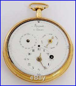 French cylinder fusee pocket watch with calendar, 18K gold case, as is rf25835