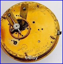 French cylinder fusee pocket watch with calendar, 18K gold case, as is rf25835