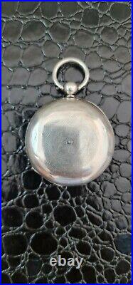 Full Hunter Fusee Pocket Watch Silver Case Diamond End Stone