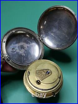 Full Hunter Silver Cased Verge Pocket Watch (Over 55mm) For Restoration (K40)