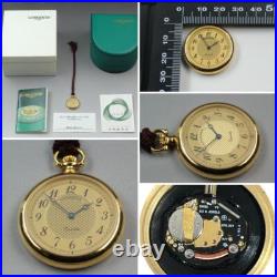 Full Set? N MINT++? Vintage Longines Gold Quartz 28mm Pocket Watch L7.026.2 Box