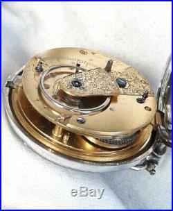 Fusee Pair case Pocket watch. BIG HEAVY Silver! (FULL WORKING ORDER) 1851