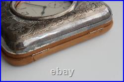 GIANT SIZE 104MM OMEGA 8 DAYS CAL. 30 GOLIATH WATCH SILVER TRAVEL CASE c. 1900