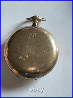 GOLD FILLED POCKET WATCH CASE 20 YEARS UNIQUE HORSE HEAD DESIGN 18 size
