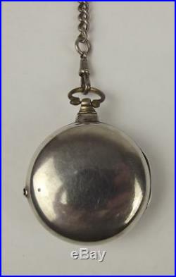 George III Silver Pair Cased Pocket Verge Watch, Thomas Taylor With Albert Chain