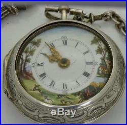 Georgian Father Time silver Repousse pair case Verge Fusee Tarts, London watch