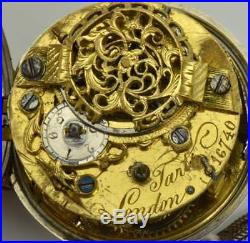 Georgian Father Time silver Repousse pair case Verge Fusee Tarts, London watch
