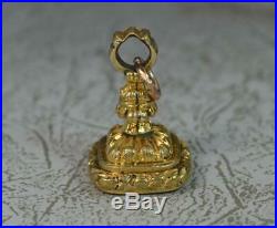 Georgian Gold Cased and Plain Carnelian Pocket Watch Fob Seal Pendant t0384