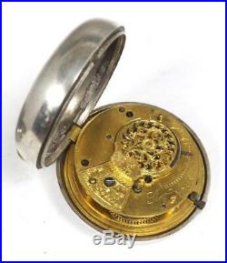 Georgian Pair Cased Pocket Watch Fusee Verge Solid Silver Pocket Watch C1787
