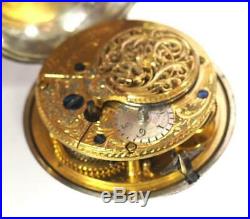 Georgian Pair Cased Pocket Watch Fusee Verge Solid Silver Pocket Watch C1795
