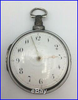 Georgian Pair Cased Verge Fusee Silver Pocket Watch, Case William Howard 1809