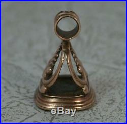 Georgian Rose Gold Cased and Agate Intaglio Pocket Watch Fob Seal Pendant t0717