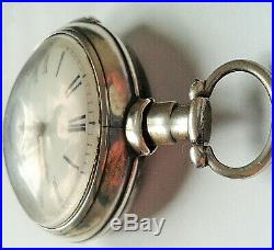 Georgian silver pair cased verge pocket watch c1810