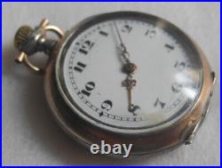 German Or Swiss Made Antique Mechanical Hand-Wound Pocket Watch Silver Case 800