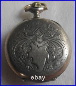 German Or Swiss Made Antique Mechanical Hand-Wound Pocket Watch Silver Case 800