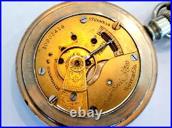 Giant 18SZ Elgin Pocket Watch-Cut-away Dial in Silveroid Case. Serviced-17J