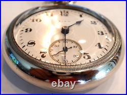 Giant 18SZ Elgin Pocket Watch-in Silverode Case Serviced-7J- Vintage 1917