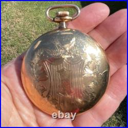 Gibraltar Gold Filled Antique Engraved Bird Pocket Watch Case