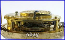 Gilt pocket watch, pair cases, verge John Leroux, London, c1780