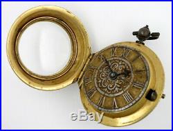Gilt pocket watch, repousse case, verge Godfrie Poy, London, c1720