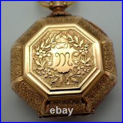 Girard Perregaux Octagonal Pocket Watch Swiss 18K Gold Hunting Case 1890
