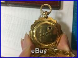 Golay Leresche 18K double enamel case pocket watch, original gold key