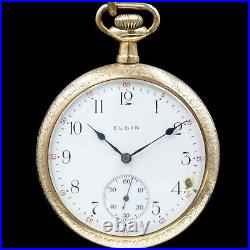 Gold 1911 ELGIN 15 Jewel Mechanical Pocket Watch Grade 313 Large Fancy Case