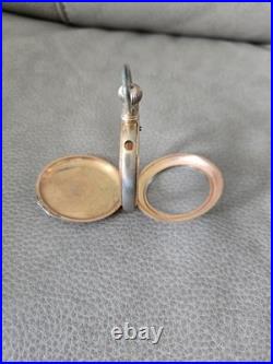 Gold And Silver Tone Vintage Pocket Watch Case With Crystal Stamped #22 Inside 5