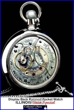 Gold Flash TWO TONE Movement Display Case Pocket Watch ILLINOIS Bunn Special