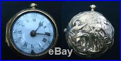 Gold Plated Pair Cased Repousse Verge Fusee 1760 Pocket Watch