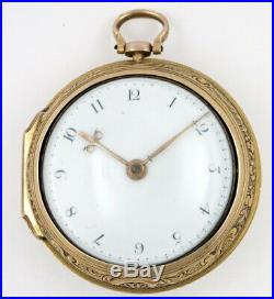 Gold repousse pair cased pocket watch, verge William West, London, 1769