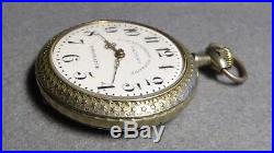 Goliath Roskopf pocket watch for repair, 67.25 mm case with hunting scene