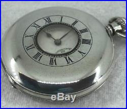 Good English Solid Sterling Silver J. W. Benson Half Hunter Pocket Watch in Case