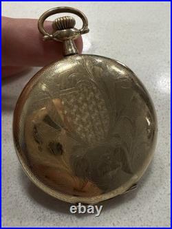 Gorgeous 12S Antique Gold Filled Full Hunter pocket watch scrap/use Runs