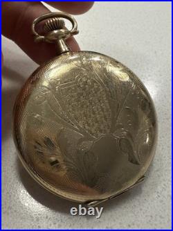 Gorgeous 12S Antique Gold Filled Full Hunter pocket watch scrap/use Runs