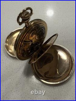 Gorgeous 12S Antique Gold Filled Full Hunter pocket watch scrap/use Runs
