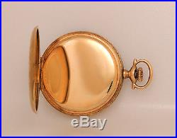 Gorgeous 14k Gold Antique 12 size 45mm hunting case pocket watch. Looks Great