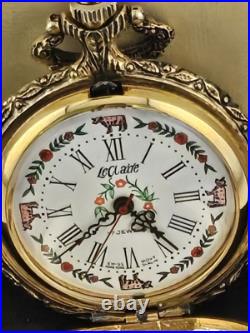 Gorgeous 70s LeClaire Swiss Wind-Up Hunting Pocket Watch 17 Jewels Runs Case