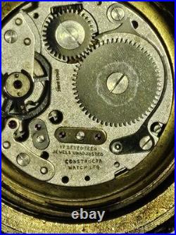 Gorgeous 70s LeClaire Swiss Wind-Up Hunting Pocket Watch 17 Jewels Runs Case