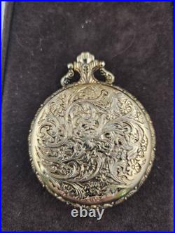 Gorgeous 70s LeClaire Swiss Wind-Up Hunting Pocket Watch 17 Jewels Runs Case