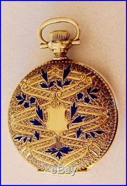 Gorgeous Ladies WALTHAM 14k Gold with Enamel 15J Hunter Case 0s Pocket Watch 1902
