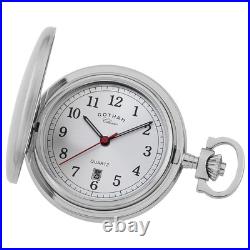 Gotham Men's Classic Stainless Steel Analog Quartz Date Covered Pocket Watch