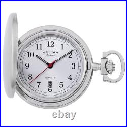 Gotham Men's Classic Stainless Steel Analog Quartz Date Covered Pocket Watch